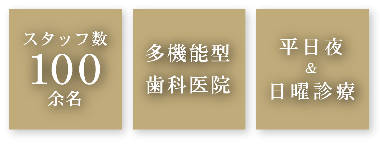 スタッフ数100余名 多機能型歯科医院 平日夜&日曜診療